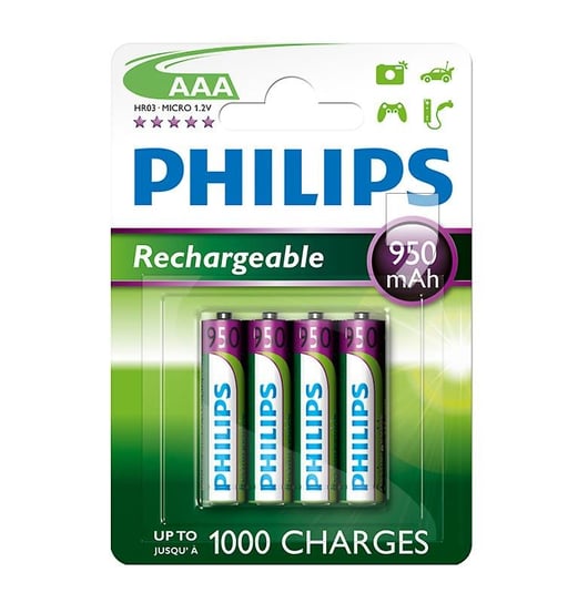 Akumulator AAA PHILIPS R03B4A95/10, Ni-MH, 950 mAh, 1.2 V, 4 szt. Philips