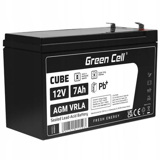 Akumulator Agm 12V 7Ah Żelowy Bezobsługowy Do Ups Alarm Autka Zabawki Mocny Greencell