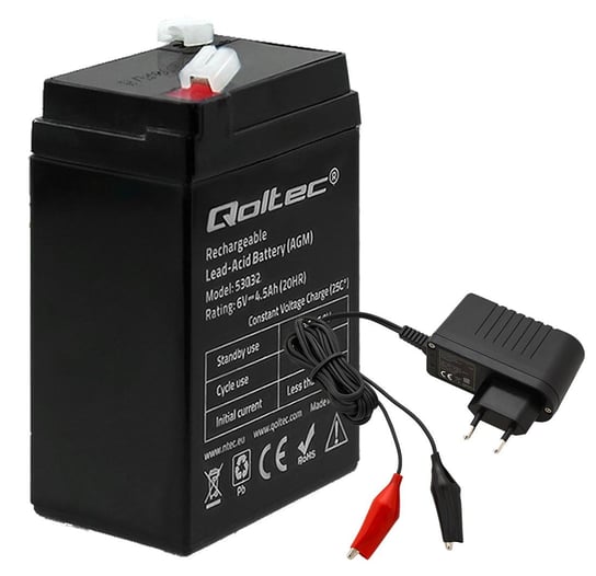 Akumulator AGM Qoltec 6V 4.5Ah HQ + ładowarka Qoltec