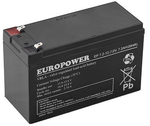 Akumulator EUROPOWER serii EP 12V 7,2Ah (Żywotność 6-9lat) Zamiennik/inny