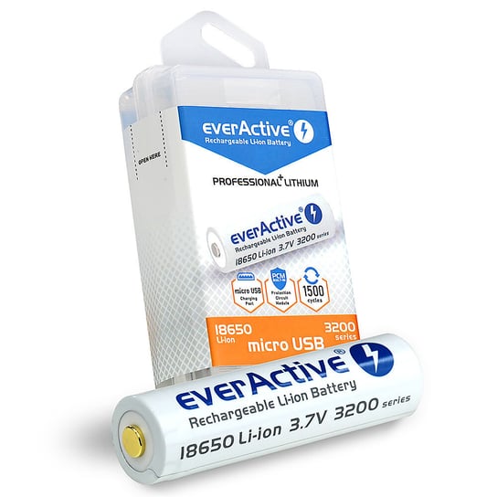 Akumulator everActive 18650 3,7V Li-ion 3200mAh micro USB z zabezpieczeniem EverActive