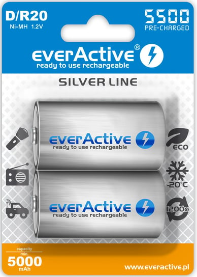 Akumulator R20 D EVERACTIVE Silver Line, Ni-MH, 5000 mAh, 2 szt. EverActive