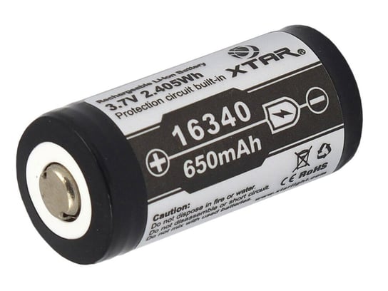 akumulator Xtar 16340 / R-CR123 3,7V Li-ion 650mAh z zabezpieczeniem Xtar
