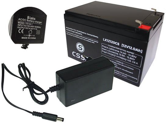 Akumulator żelowy AGM 12V 12Ah + ŁADOWARKA do Autka Multi-LED+ DC 5.5*2.5 Bluebox