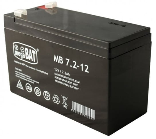 Akumulator żelowy bezobsługowy Mega Bat MB 12V 7,2Ah MN POWER