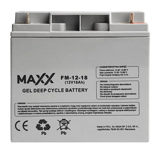 Akumulator Żelowy Maxx 18Ah 12V Maxx