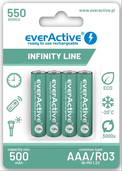 Akumulatorki Everactive R03/Aaa Ni-Mh 550 Mah Ready To Use - 4 Sztuki EverActive