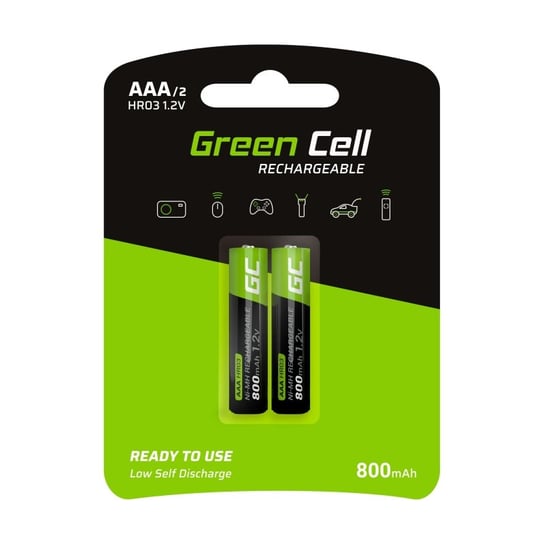 Akumulatorki Paluszki, Green Cell, 2x AAA HR03 Ni-MH, 800 mAh GR08 Green Cell