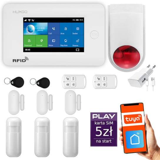Alarm bezprzewodowy WiFi + GSM - system alarmowy HUXGO HXA006 2G B R3D3 BS z aplikacją TUYA + syrena bezprzewodowa/ HUXGO Inna marka