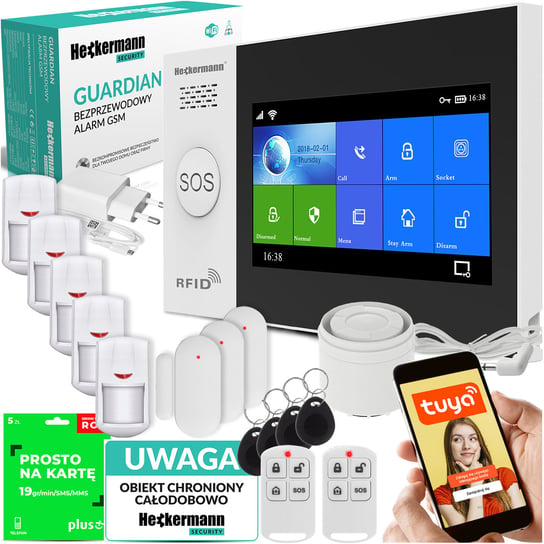 Alarm Gsm Heckermann Guardian V Tuya Box + 4Xpir + 2Xokno Inna marka