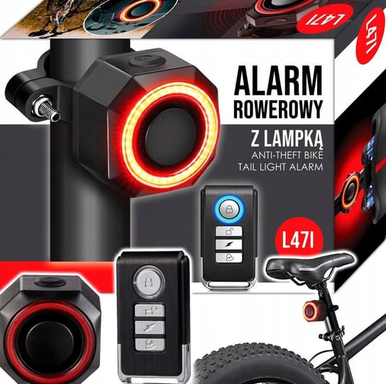 ALARM ROWEROWY ANTYKRADZIEŻOWY + LAMPA TYLNA LAMPKA ROWEROWA DZWONEK PILOT Gotel