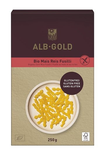 Alb Gold, makaron (kukurydziano-ryżowy) świderki bezglutenowy bio, 250 g Alb-Gold
