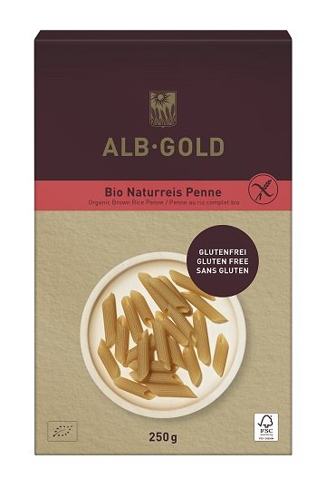 Alb Gold, makaron ryżowy razowy penne bio, 250 g Alb-Gold