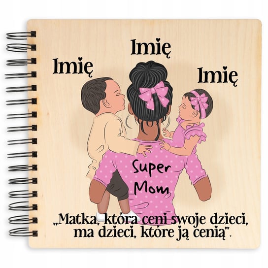 ALBUM DREWNIANY PREZENT SUPER MAMA 22x22cm Wzo StyleCouture