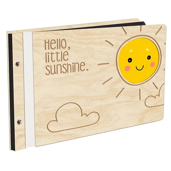 Album Na Zdjęcia Dla Dziecka Słoneczko Hello Little Sunshine W Drewnianej Oprawie Z Czarnymi Kartami Z Grawerem PomysloweGadzety