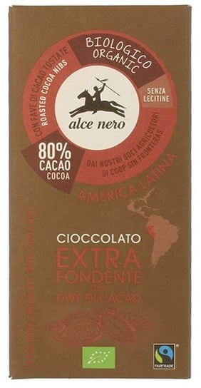 Alce Nero, czekolada gorzka z kawałkami kakao fair trade bezglutenowa bio, 100 g Alce Nero