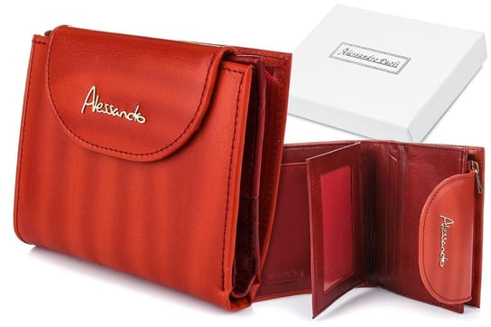 Alessandro damski portfel skórzany czerwony pudełko V26 czerwony Alessandro Paoli