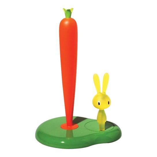 Alessi, Bunny & Carrot, Stojak na ręcznik marchewka i królik, pomarańczowo-zielono-żółty, 29,4 cm Alessi