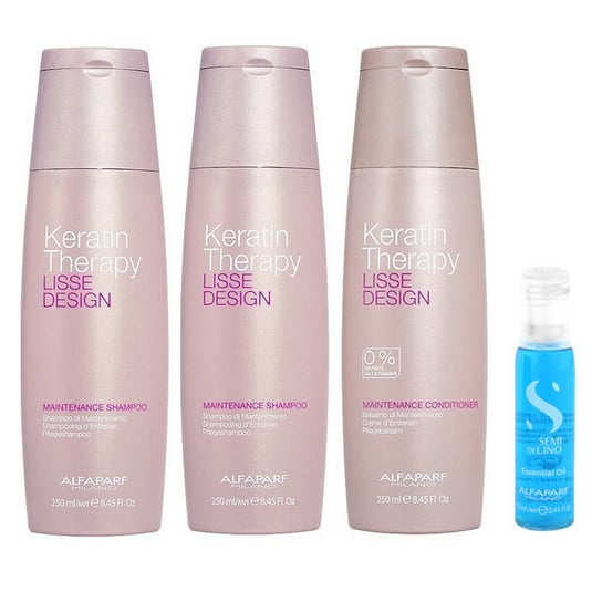 Alfaparf Keratin Therapy, Zestaw: szampon 2x250ml + odżywka 250ml + kuracja 13ml Alfaparf