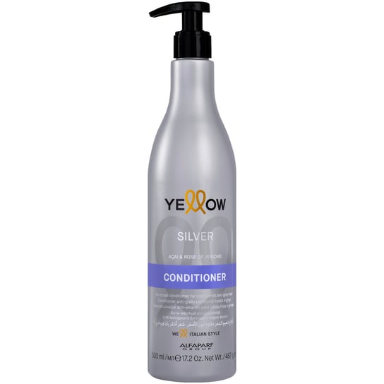Alfaparf YELLOW Silver Odżywka dla włosów blond i siwych, niweluje żółte i pomarańczowe refleksy pasm, oczyszcza 500ml Alfaparf