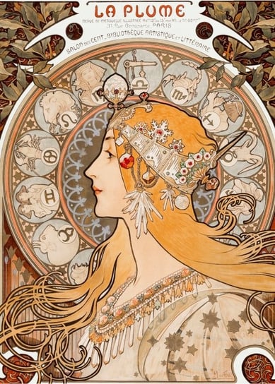 ALFONS MUCHA Zodiaque or La Plume PLAKAT 21x30 cm #459 KMB PRESS