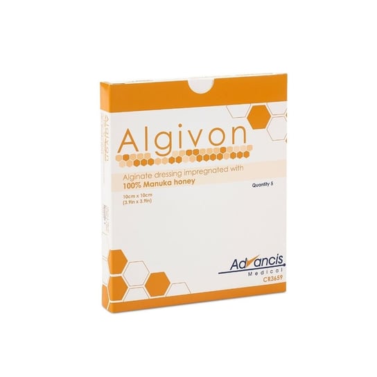 Algivon 10x10cm 1 szt - alginianowy opatrunek nasączony 100% medycznym miodem Manuka Algivon