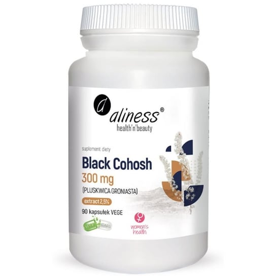 Aliness Black Cohosh 300 mg (Pluskwica Groniasta) Suplement diety, 90 kaps. Aliness