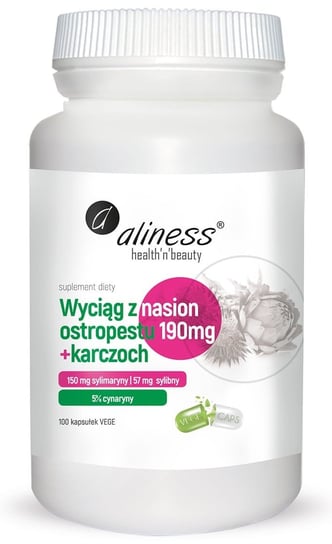 Aliness, Ekstrakt z nasion ostropestu 190 mg + Karczoch, Suplement diety, 100 kapsułek MedicaLine