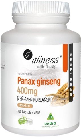 Aliness Panax Ginseng (żeń-szeń Koreański) 400mg,  Suplement diety, 100 kaps. MedicaLine