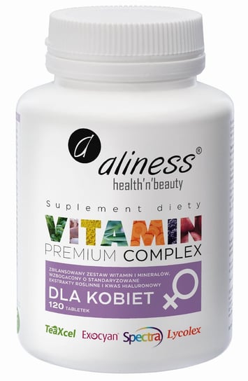 Aliness Premium Vitamin Complex dla kobiet - Suplement diety, 120 tabletek Aliness
