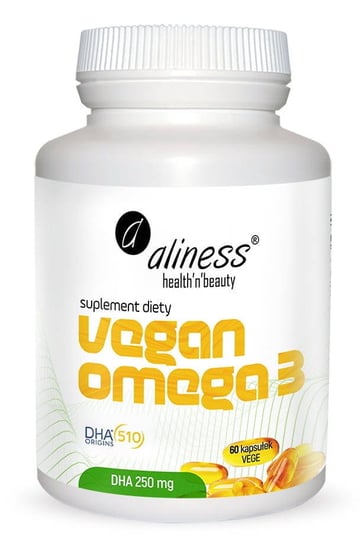Aliness Vegan Omega 3 DHA 250 mg Suplement diety, 60 kaps. Aliness