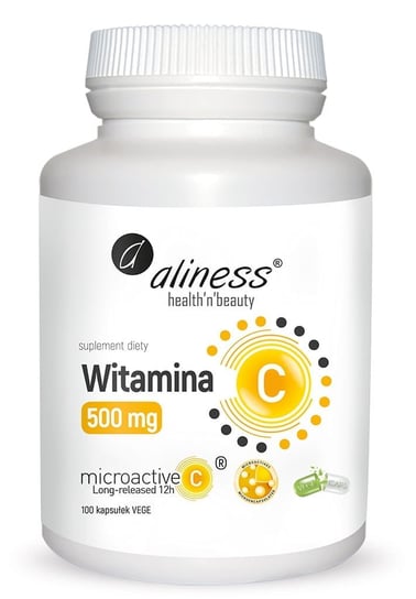 Aliness, Witamina C 500 mg Micoractive 12h,  Suplement diety, 100 kaps. Aliness