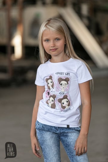 All For Kids T-shirt Girls Biel - 104-110 All For Kids