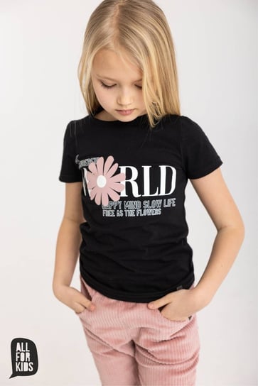 All For Kids T-Shirt Girls Czerń - 104-110 All For Kids