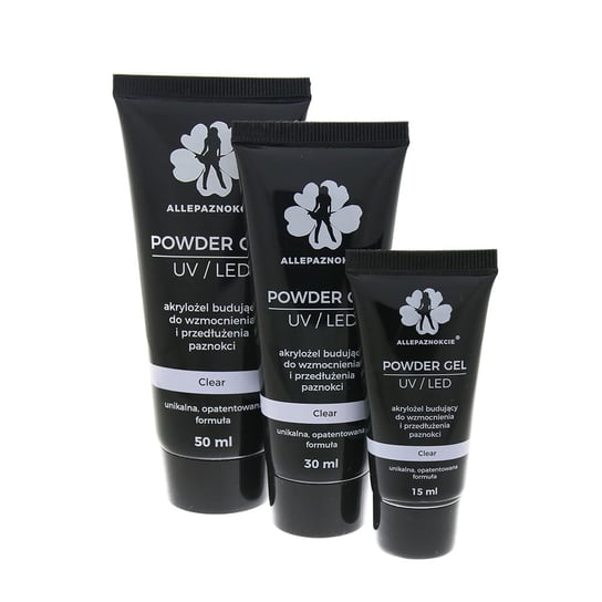 AllePaznokcie, Powder Gel, akrylożel Clear, 50 ml AllePaznokcie