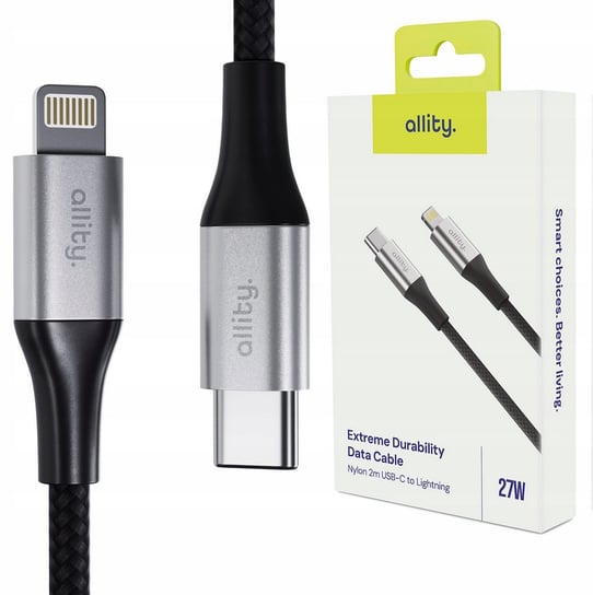 Allity kabel USB-C - Lightning 2,0 m 27W czarny Allity