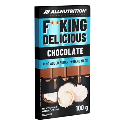 Allnutrition, czekolada mleczna z wiórkami kokosowymi F**king Delicious, 100 g Allnutrition