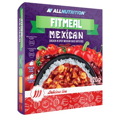 Allnutrition, danie Fitmeal kurczak w ostrym sosie meksykańskim z ryżem, 420 g Allnutrition