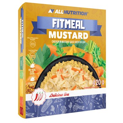Allnutrition, danie Fitmeal kurczak w sosie musztardowym z kaszą jęczmienną i marchewką, 420 g Allnutrition
