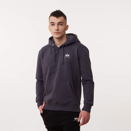 Alpha Industries BASIC HOODY SMALL LOGO GREY/BLACK - M Alpha Industries