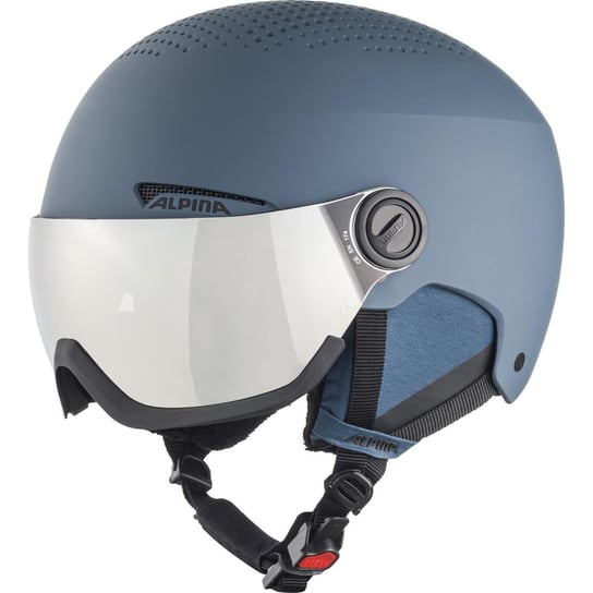 Alpina Arber Visor Q-Lite Zimowy Kask Narciarski Snowboardowy Z Szybą Niebieski Mat 58-61 Alpina Sport