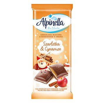 Alpinella Czekolada mleczna z nadzieniem o smaku jabłko z cynamonem 100g Inna marka