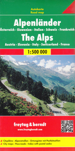 Alpy. Austria, Słowenia, Włochy, Szwajcaria, Francja. Mapa samochodowa 1:500 000 Freytag & Berndt