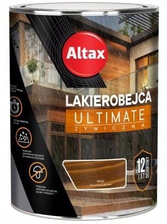 ALTAX LAKIEROBEJCA ŻYWICZNA ULTIMATE 12 LAT DO DREWNA BRĄZ 0,75L Altax