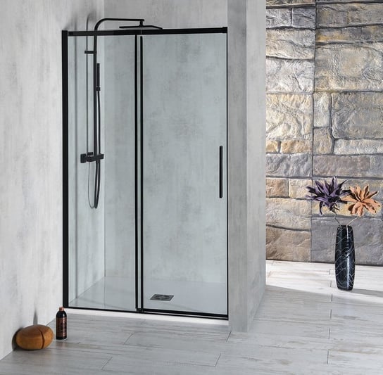 ALTIS LINE BLACK drzwi prysznicowe przesuwne 1370-1410mm, wysokość 2000mm, szkło czyste Inna marka