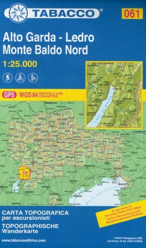 Alto Garda - Ledro, Monte Baldo Nord. Mapa 1:25 000 Tabacco