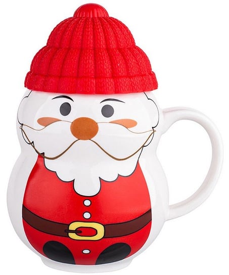 Altom Kubek świąteczny zimowy z silikonową czapeczką, mikołaj, w opasce, 350 ml ALTOMDESIGN