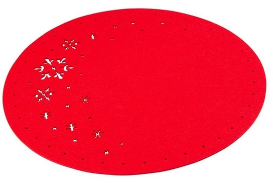 Altom, Mata filcowa okrągła, śr. 38 cm, dek. płatki śniegu czerwona ALTOMDESIGN
