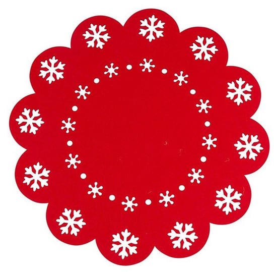 Altom, Mata filcowa okrągła, śr. 38 cm, dek. śnieżynki czerwona ALTOMDESIGN