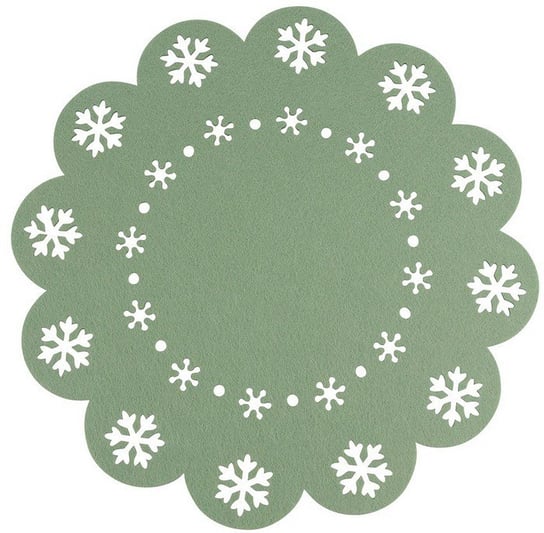Altom, Mata filcowa okrągła, śr. 38 cm, dek. śnieżynki zielona ALTOMDESIGN